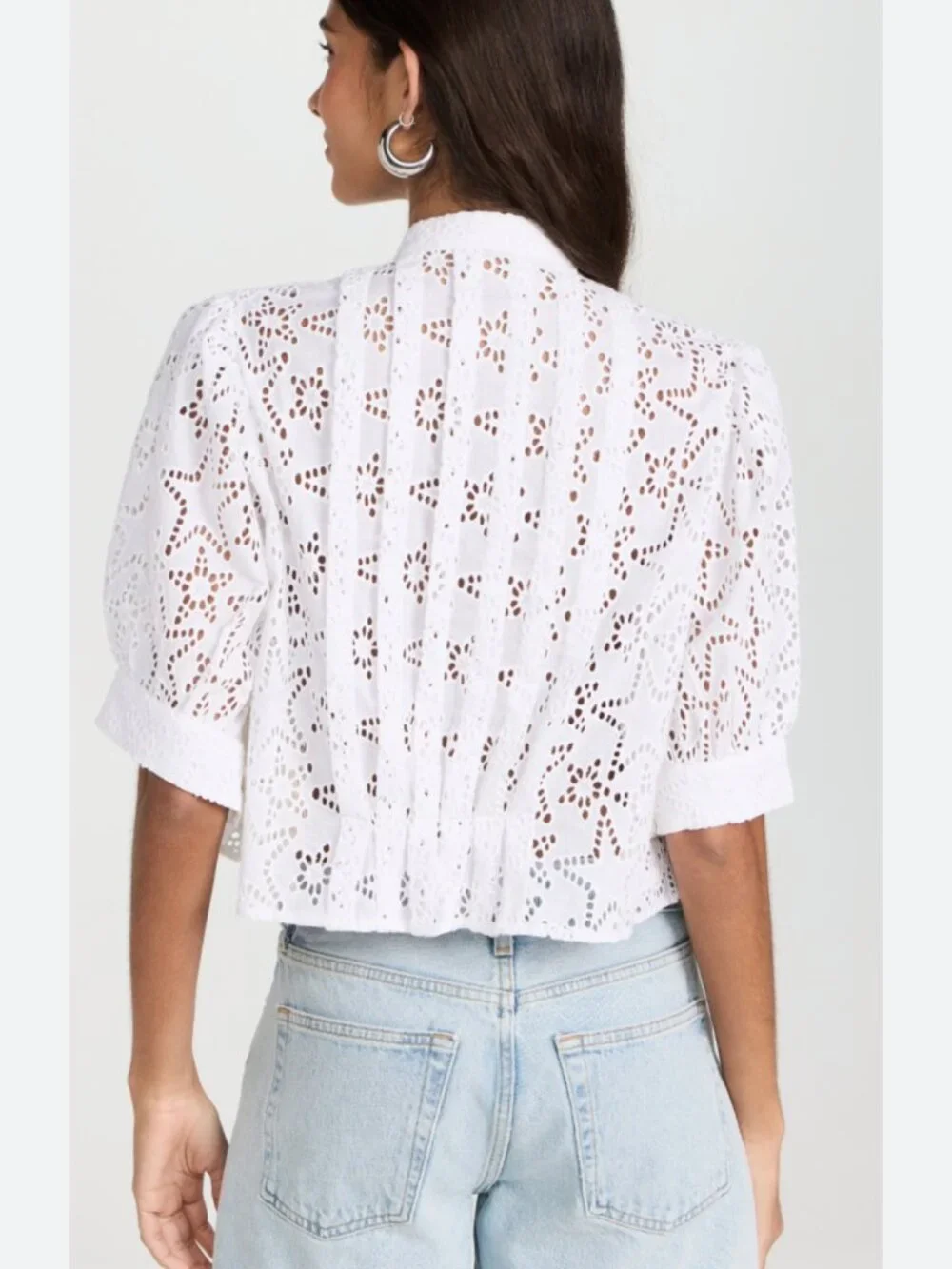 Alix of Bohemia Rhiannon star anglaise eyelet white blouse/shirt/top Sz M - Picture 3 of 14